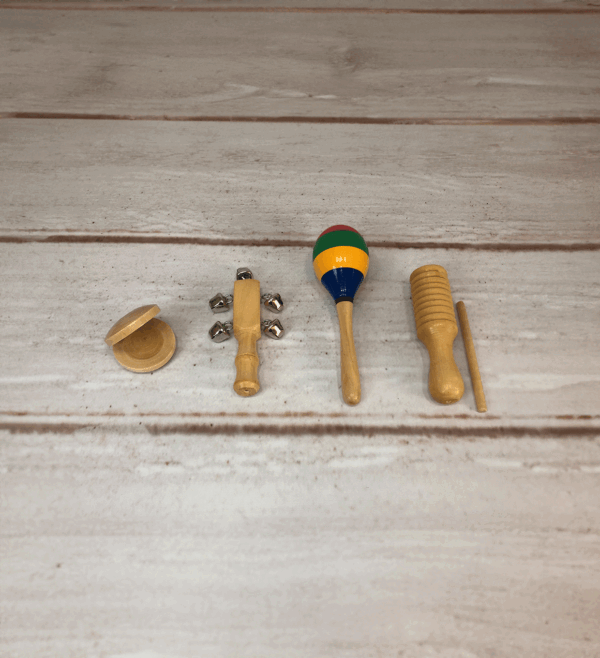 Set-x-4-(castañas,-2-maracas,-guiro) Kit Instrumentos x 4